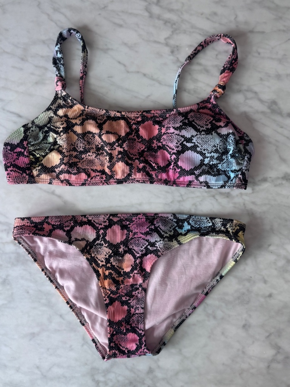 Multicolor Snake Print Bikini Size M Bottom, L Top